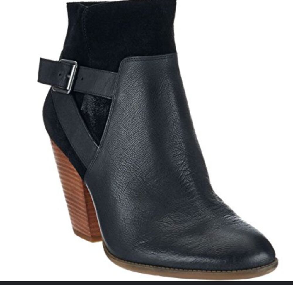 Sole Society Hollie Ankle Booties 7.5 Black NWOT Heel Boots Buckle Western
